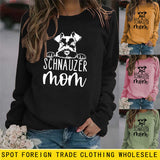 SCHNAUZER MOM Round Neck Letter Women's Sweatshirt Print Loose Long Sleeve
