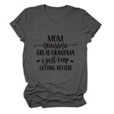 MAMAN GRAND-MÈRE GRANDE MODE LETTRE CREWNECK T-SHIRT À MANCHES COURTES FEMME-Shirt