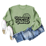 Volleyball Vibes Volleyball Alphabet Print Fashion Backing Long Sleeve Oversize Sweatshirt