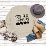 Pullover Round Neck Loose Top Long Sleeve TIS THE SEASON Printed Sweater