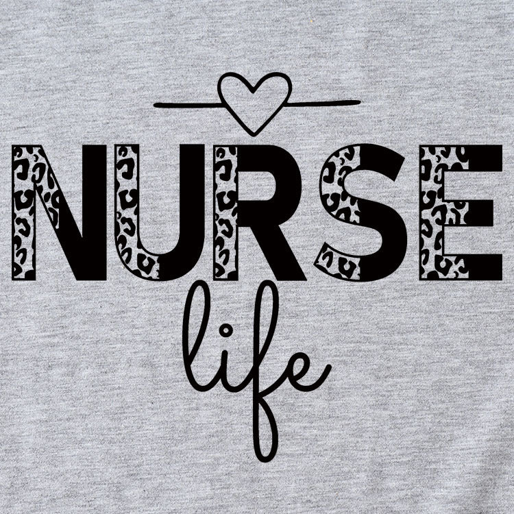 NURSE Life Letter Round Neck Loose Short Sleeve Casual T-shirt WomanT-Shirt
