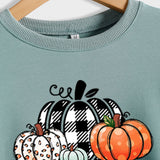 It's Fall Y'll Pumpkin Halloween Round Neck Long Sleeve Sweater Women