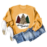 MERRY Christmas Letter Plaid Leopard Print Christmas Tree Sweater Girl