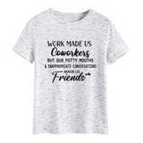 Modisches Damen-T-Shirt mit Rundhalsausschnitt und kurzen Ärmeln „WORK MADE US“