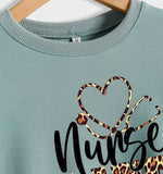 Round Neck Letter Tops Women's Long Sleeve Nunse Life Loose Sweatshirt