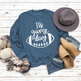 It's Game Day Letter Print Round Neck Autumn and Winter Long-sleeved Sweater