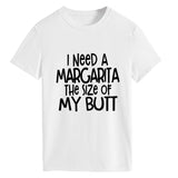 I Need A Margarita Printed Round Neck Fashion Letter Large Women's T-Shirt Loose Short Sleeve Shirt