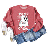 BOO BOO CREW Letter Printing Round Neck Autumn and Winter Long Sleeve Plus Size Sweater Women