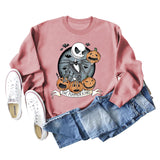 THE PUMPKIN KING Pumpkin Skull Halloween Round Neck Large Size Long-sleeved Sweater Women