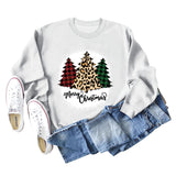 MERRY Christmas Letter Plaid Leopard Print Christmas Tree Sweater Girl