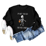 I'M NOT TOO OLD Letter Skull Pumpkin Round Neck Long Sleeve Sweater