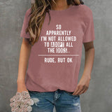 Donc apparemment je suis mode col rond lettre ample manches courtes t-shirt femme