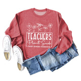 Teachers Plant Seeds Round Neck Letter Loose Long Sleeve Sweater