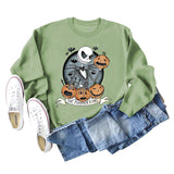 THE PUMPKIN KING Pumpkin Skull Halloween Round Neck Large Size Long-sleeved Sweater Women