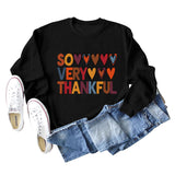 SO VERY THANKFUL Heart Letters Round Neck Long Sleeve Large Size Sweater