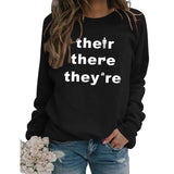Ther There They're Letters Fashion Bottoming Sweatshirt Round Neck Long Sleeve