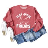 BEST GHOUL FRIENDS WOMEN'S MONOGRAM PRINT BOTTOMED CREWNECK SWEATSHIRT