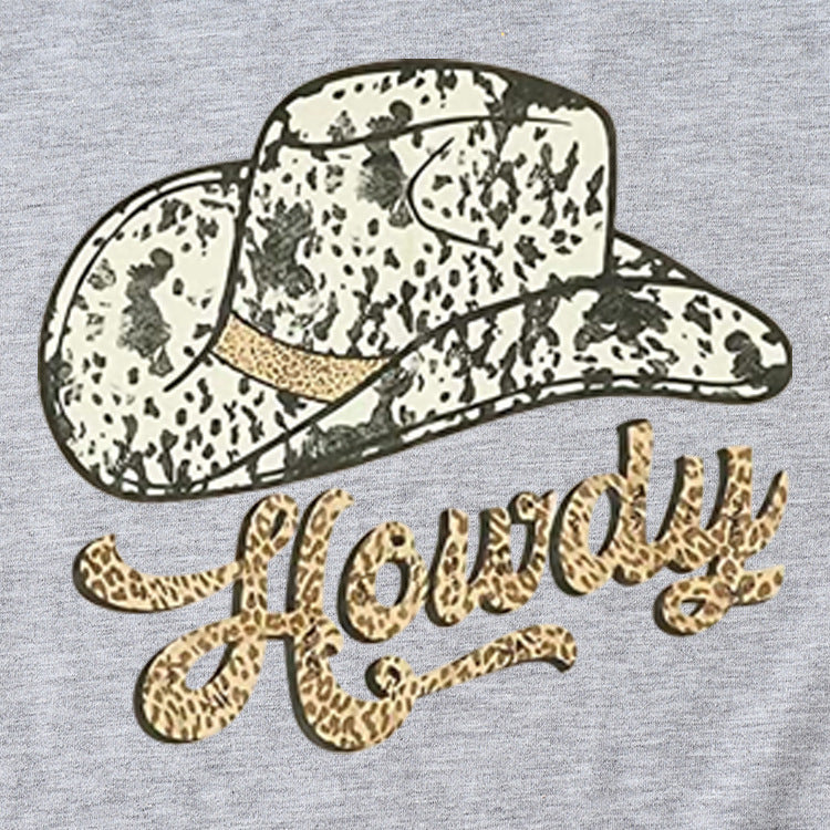 Howdy Funny Graphic Short Sleeve Crew Neck Top T-shirt