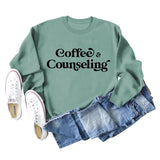 Coffee Counseling Fashion Letter Round Neck Autumn and Winter Long Sleeve Sweater