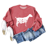 Plant Flower Sheep Print New Autumn and Winter Women's Long Sleeve Loose Large Sweater