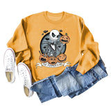 THE PUMPKIN KING Pumpkin Skull Halloween Round Neck Large Size Long-sleeved Sweater Women