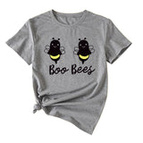 Womens Boo Bees Cute Pattern Printed Round Neck Short Sleeve T-shirt
