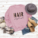 HAIR Stylist Letter Print Long-sleeved Fall and Winter Bottoming T-shirt Round Neck Sweater Shirt