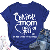 T-shirt à manches courtes et col rond pour femme, lettre de classe Senior Mom Class, mode dames