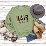 HAIR Stylist Letter Print Long-sleeved Fall and Winter Bottoming T-shirt Round Neck Sweater Shirt
