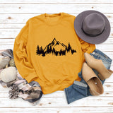 Mountain Pine Loose Print Round Neck Long Sleeve Women's Sweater