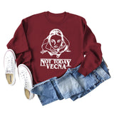 Not Today Vecna Letters Loose Long Sleeve Printed Sweater