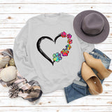 Autumn and Winter Ladies Tops Heart Dog footprint Print Sweatshirt