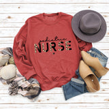 Pediatric Nurse Leopard Love Letter Fashion Loose Long Sleeve Sweater