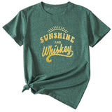 Damen-T-Shirt „Sunshine and Whishkey“ mit Rundhalsausschnitt und kurzen Ärmeln, groß