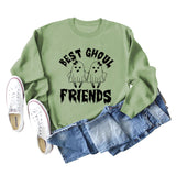 BEST GHOUL FRIENDS WOMEN'S MONOGRAM PRINT BOTTOMED CREWNECK SWEATSHIRT