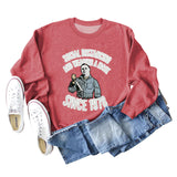 SOCIAL DISTANCING AND LETTERPRINT CREW NECK BOTTOM LONG SLEEVE SWEATER