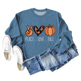 PEACE. LOVE.FALL Letters Love Pumpkin Round Neck Long-sleeved Sweater Women