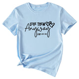 T-shirt décontracté à manches courtes et col rond pour femme, avec lettres imprimées Love Them