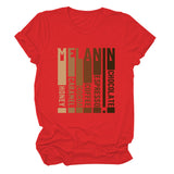 MELANIN Letter Round Neck Loose Casual Short Sleeve Ladies T-Shirt