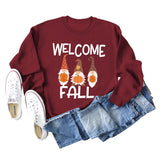 WELCOME FALL Pumpkin Halloween Alphabet Print Autumn and Winter Long Sleeved Large Size Sweater