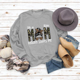 I`m A Boy MOM Leopard Print Sweatshirt Round Neck Letter Bottoming Long Sleeve