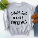 Autumn and winter new women's campfires and cocktails letter printed sweater