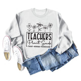 Teachers Plant Seeds Round Neck Letter Loose Long Sleeve Sweater