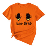Womens Boo Bees Cute Pattern Printed Round Neck Short Sleeve T-shirt
