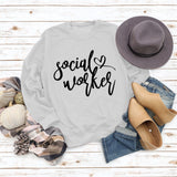 Social Worker Round Neck Fashion Large Size Ladies Long Sleeve Loose Print Sweater