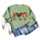 PEACE. LOVE.FALL Letters Love Pumpkin Round Neck Long-sleeved Sweater Women