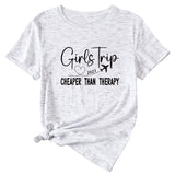 T-shirt décontracté à manches courtes et col rond pour filles, lettre Trip, 2023