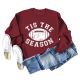 SPOT TIS THE SEASON RUGBY LETTER PRINT LONG SLEEVED SWEATSHIRT WOMEN