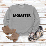 MOMSTER Printed Loose Round Neck Tops Long Sleeve Round Neck Sweatshirt