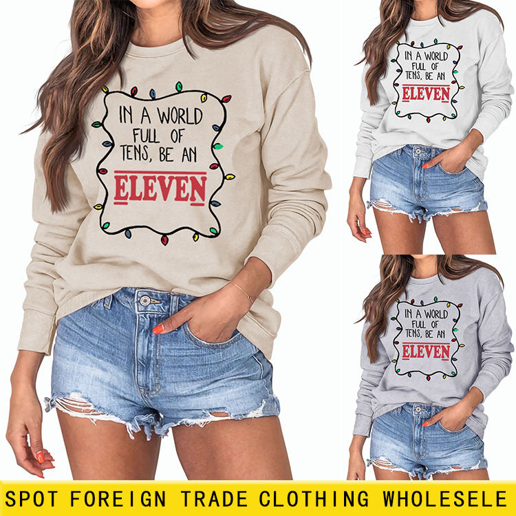 IN A WORLD FULL CREWNECK LETTERING LOOSE BOTTOMED LONG-SLEEVED SWEATSHIRT WOMAN